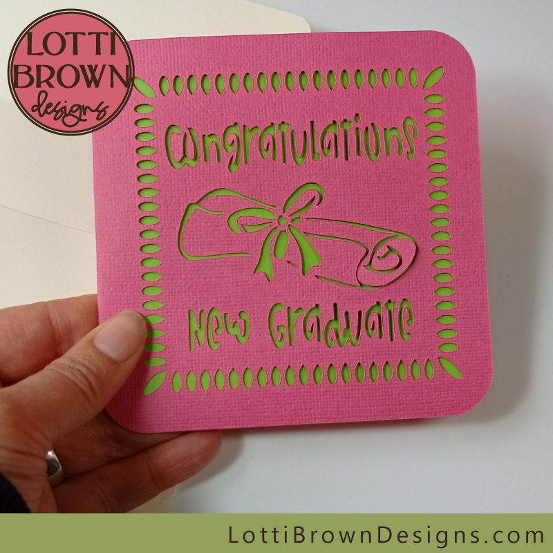 Pink and green colourful graduation card