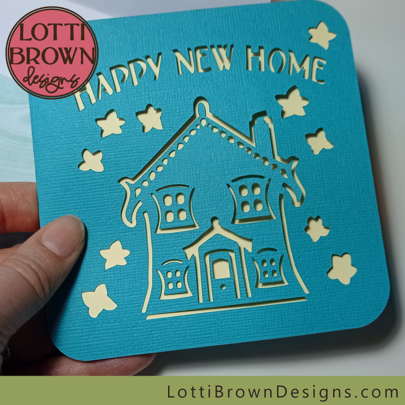New home card SVG template to make with your Cricut or other cutting machine - easy make with envelope included...