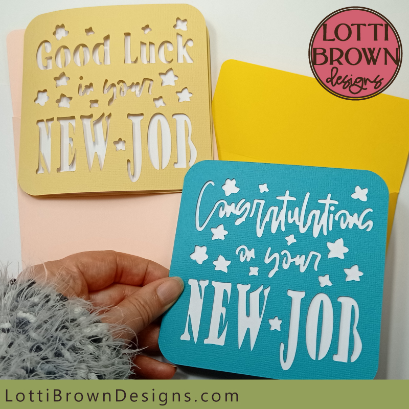 New job card templates for Cricut and similar cutting machines - 'Congratulations' and 'Good Luck' in your new job options - SVG, DXF, EPS & PNG...