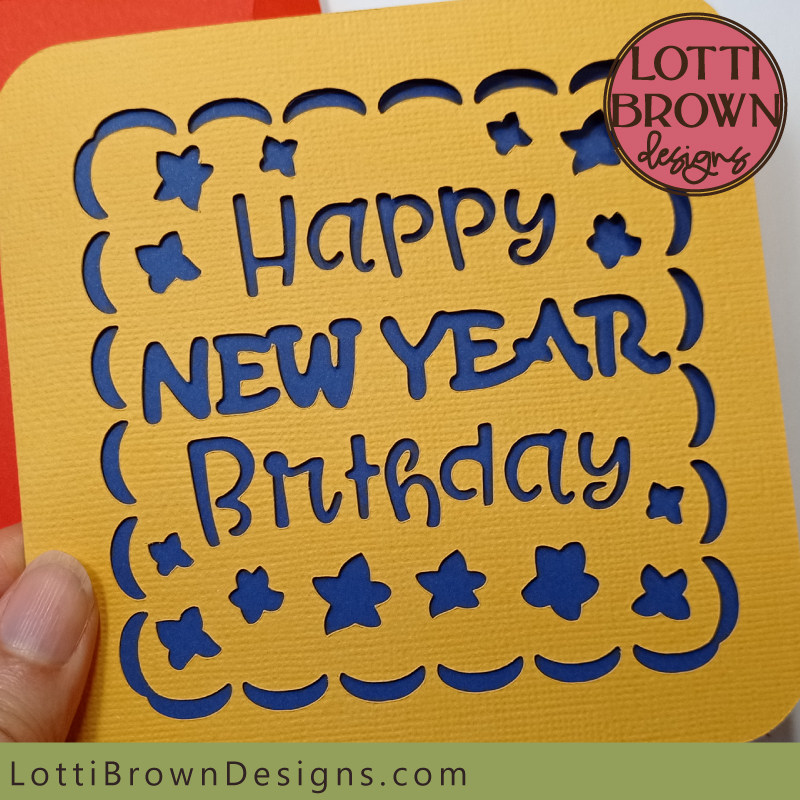 New year birthday card template - close up look