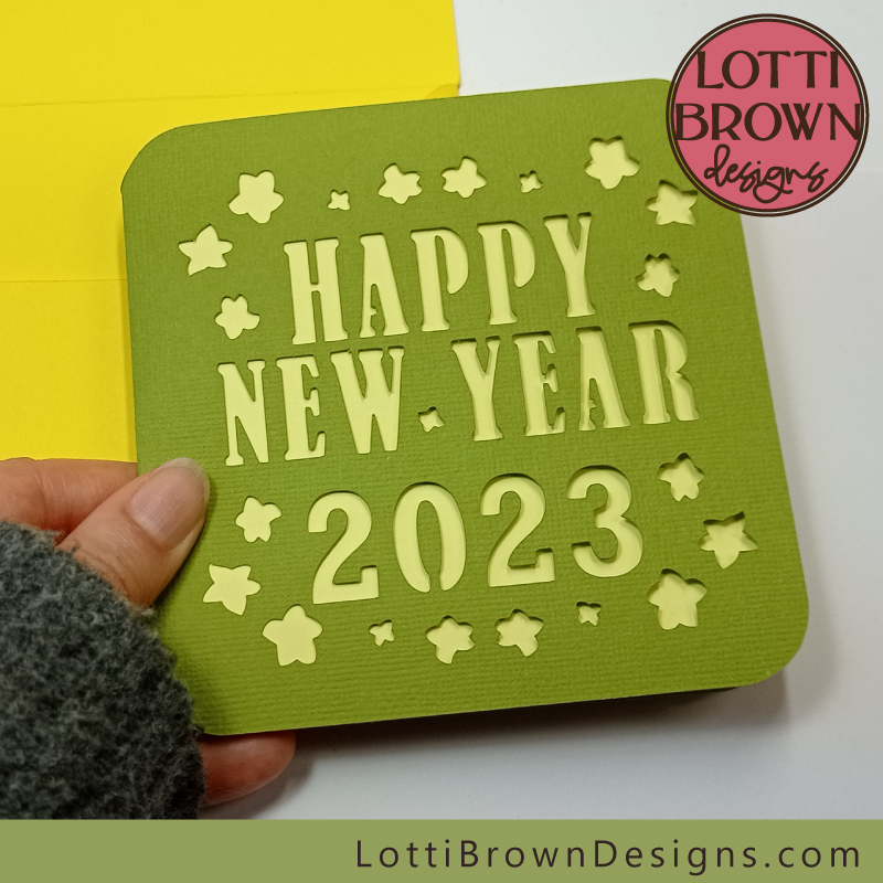 New year card 2023 - yellow and green colour idea