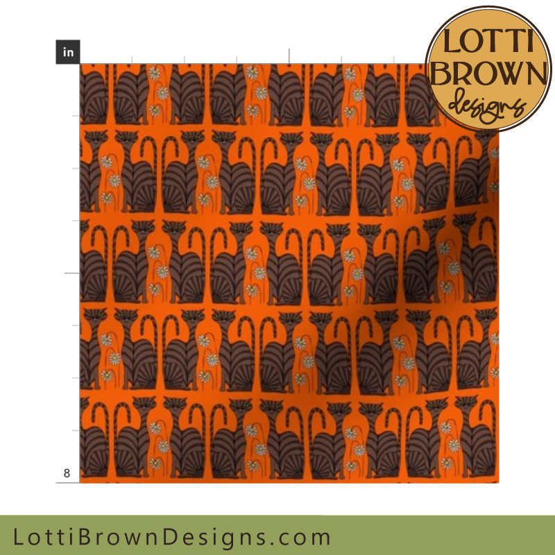 Orange cat fabric 