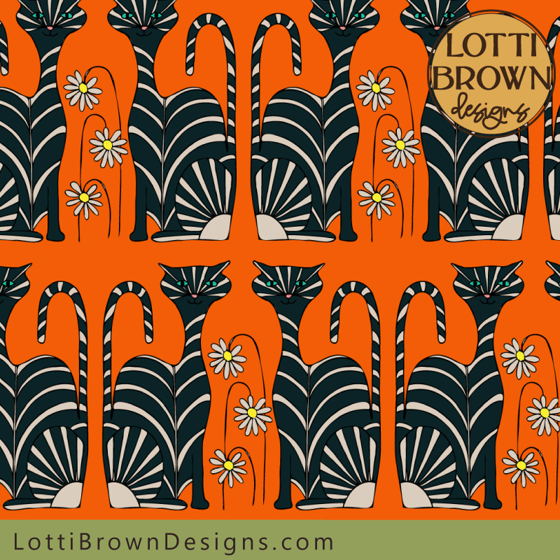 Orange cat pattern detail