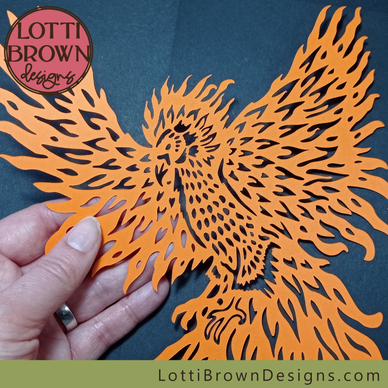 Orange phoenix SVG papercut