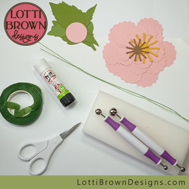 What you'll need for the paper flower tutorial