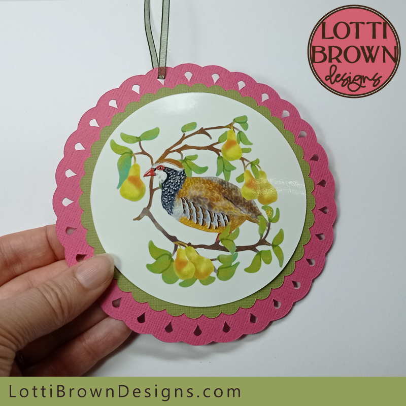Partridge in a pear tree Christmas decoration idea for crafting with Cricut