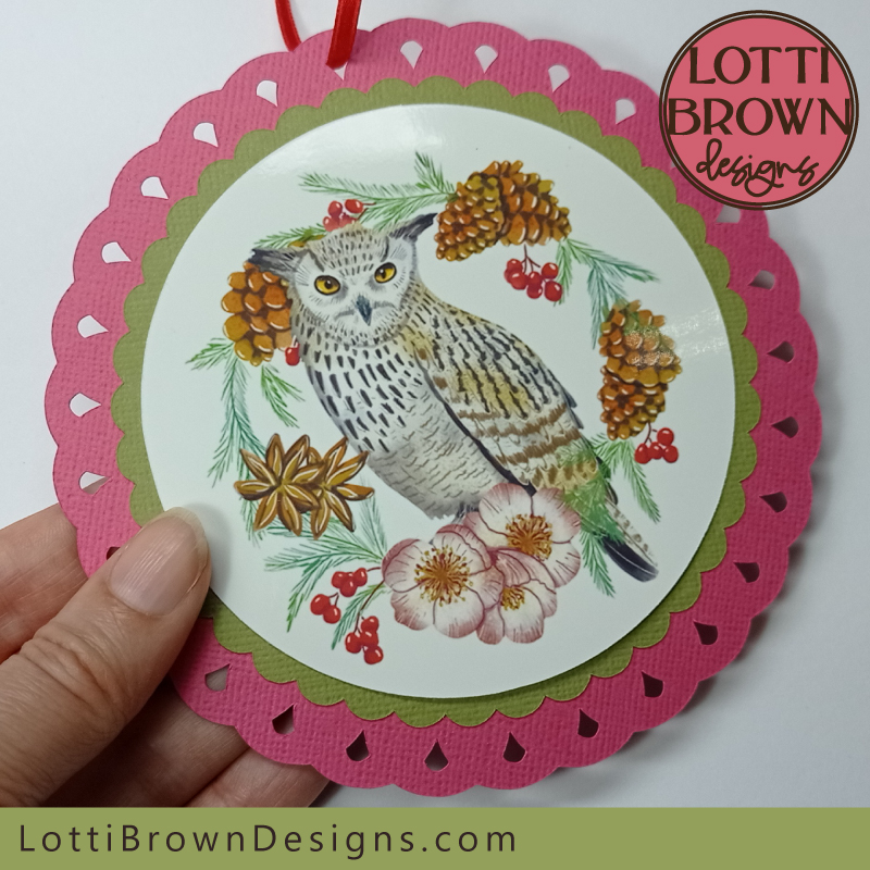 Owl Christmas decoration template for Cricut