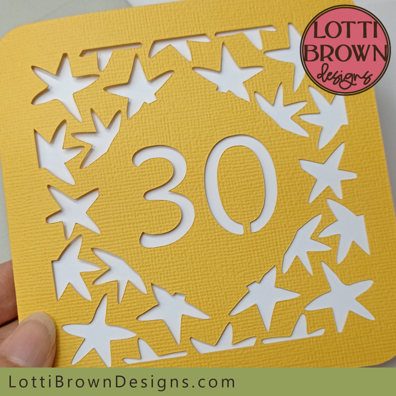 Stars design 30th birthday card template