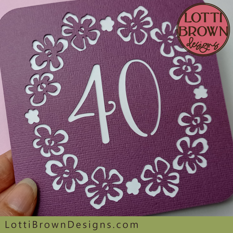 Floral 40th birthday card template for women