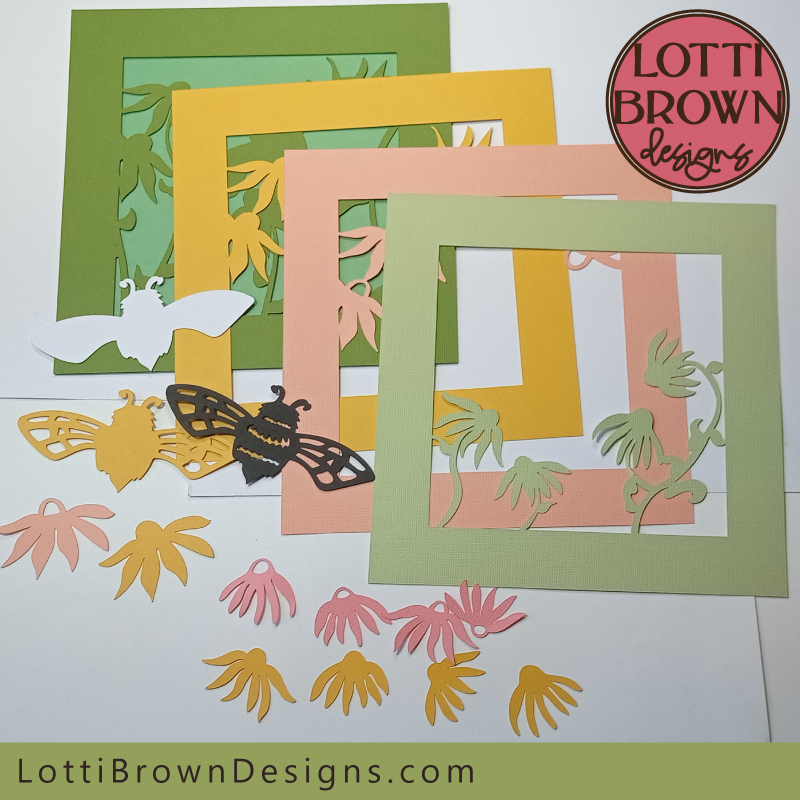 Bee shadow box paper wall art project - layers all cut and ready