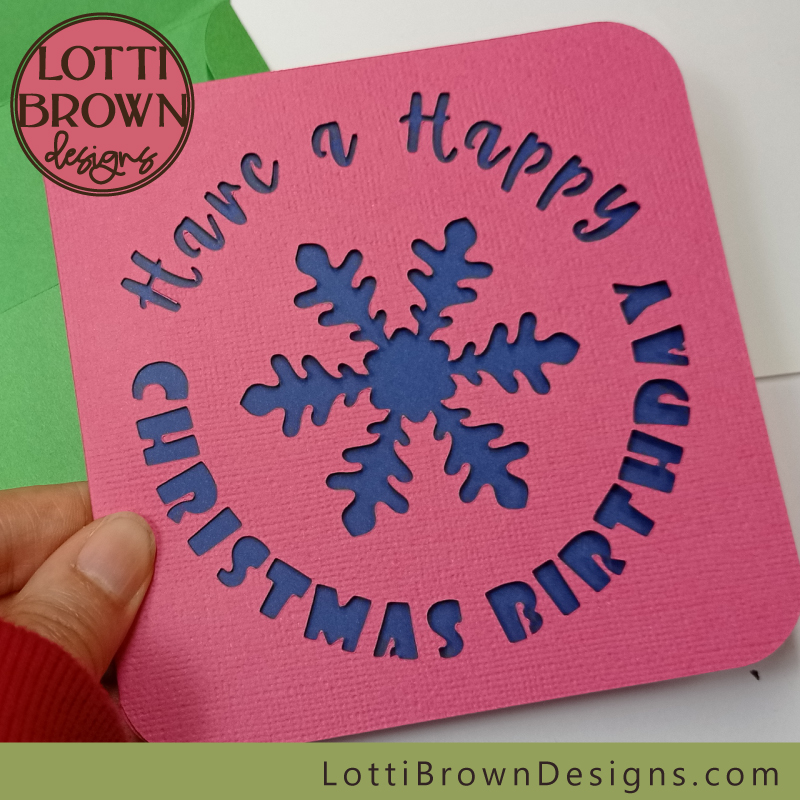 Snowflake Christmas birthday card template