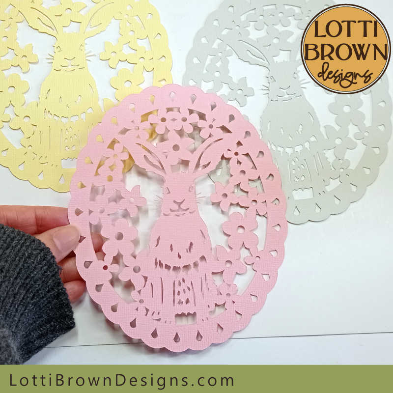 Easter bunny papercut decoration template