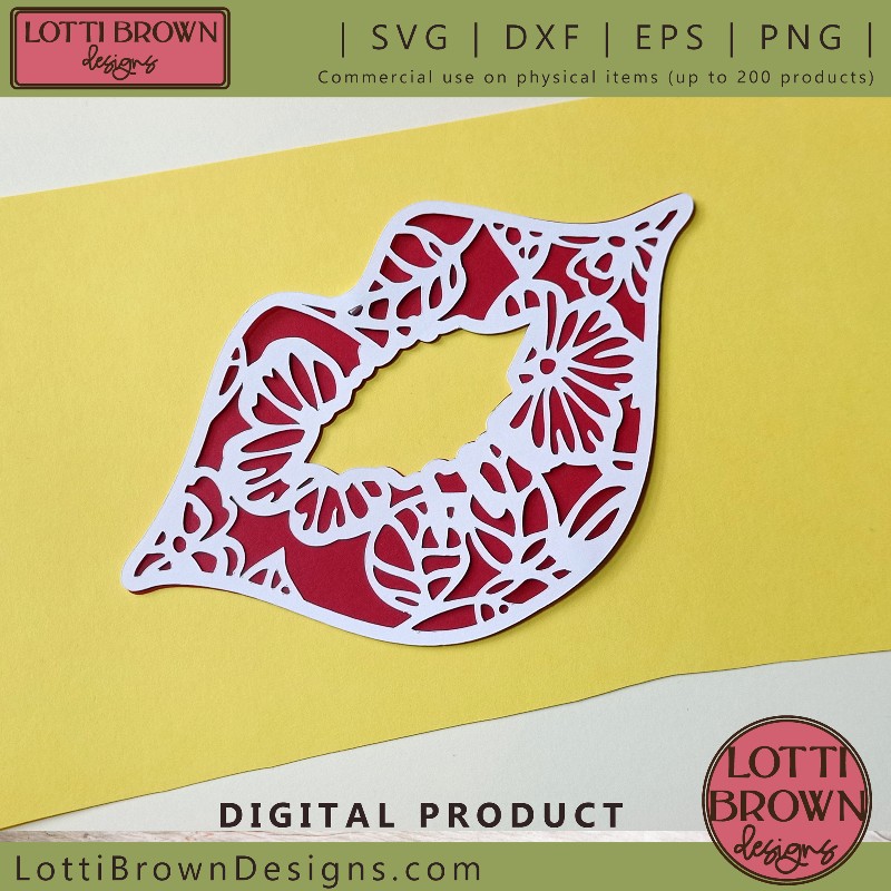 Floral lips SVG design