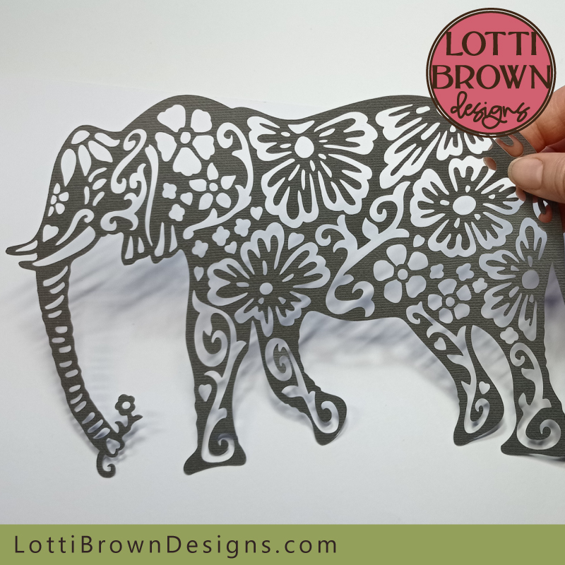Floral elephant SVG cut file for cutting machine crafts