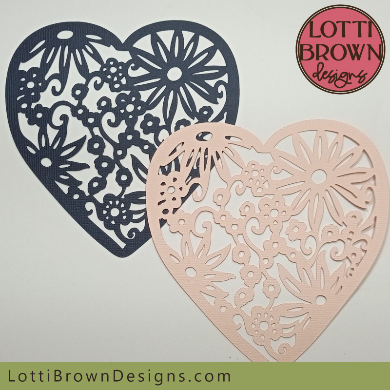 Pretty lacey design floral heart cut file