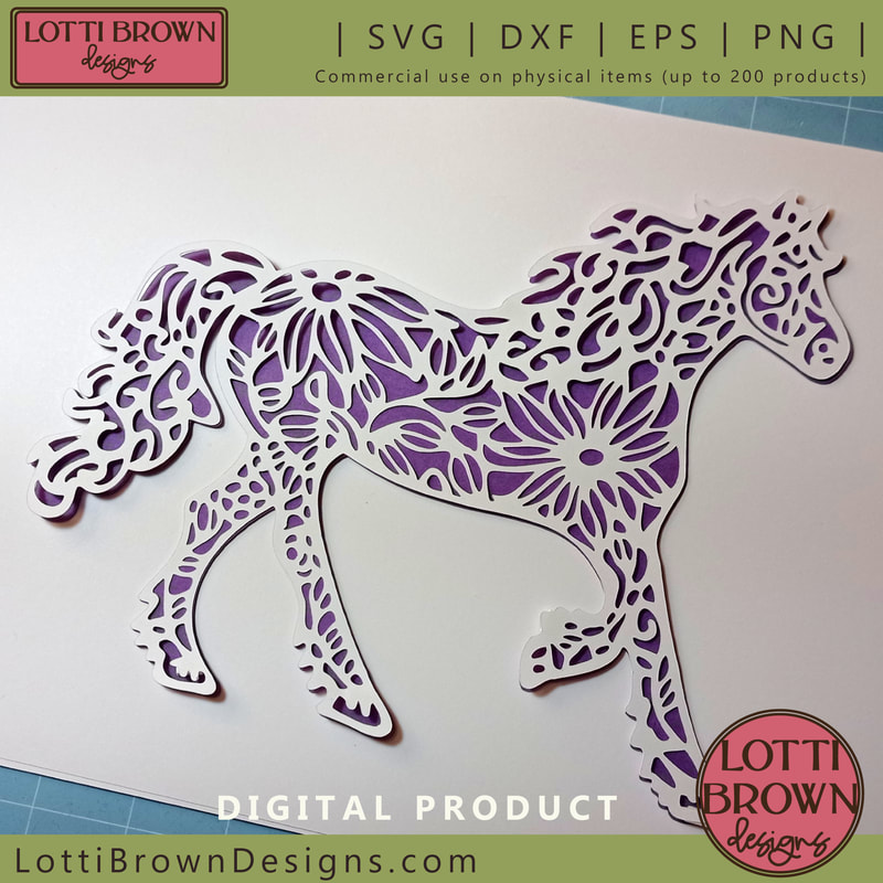 Floral horse papercut