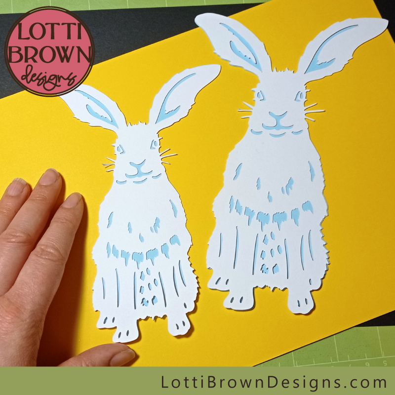 Papercut rabbit SVG cut in two different sizes