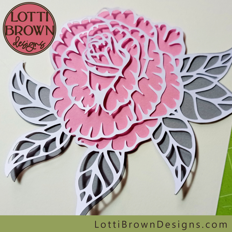 Papercut rose template SVG file