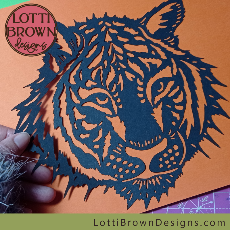 Tiger face papercut