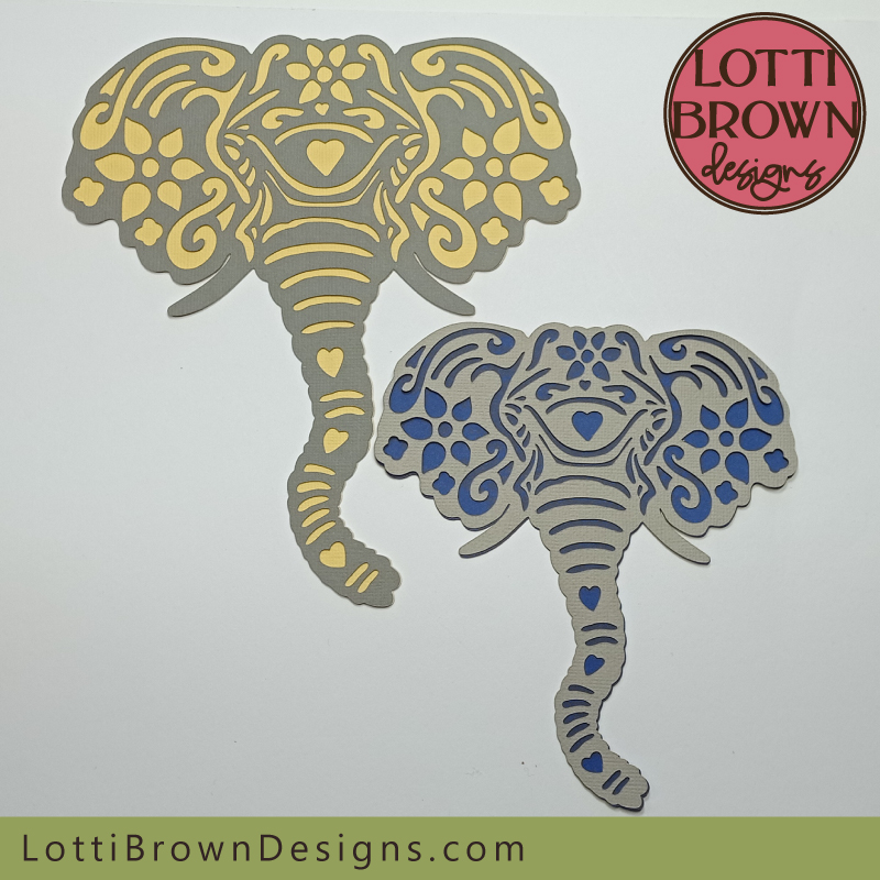 Patterned elephant face papercut template