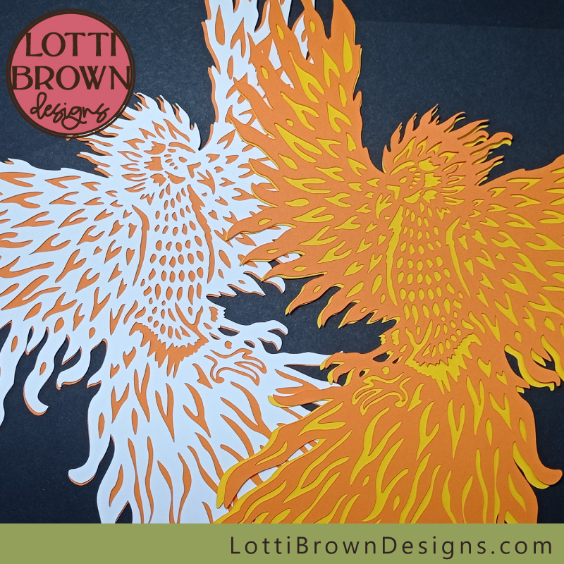 'Battling Phoenixes' papercut idea