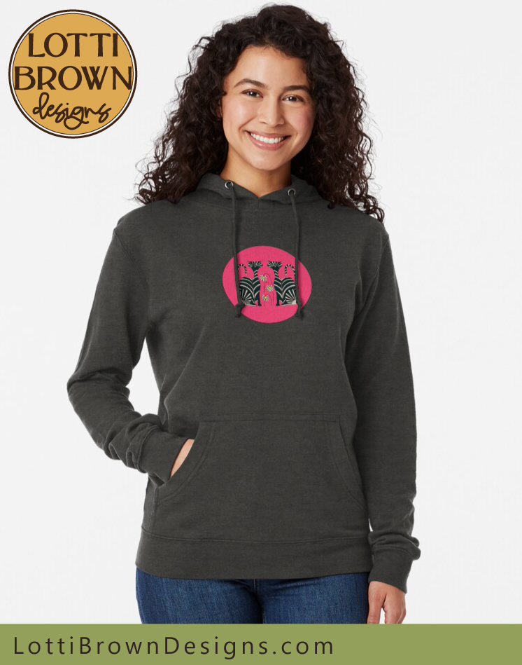 Pink and black cat women's hoody