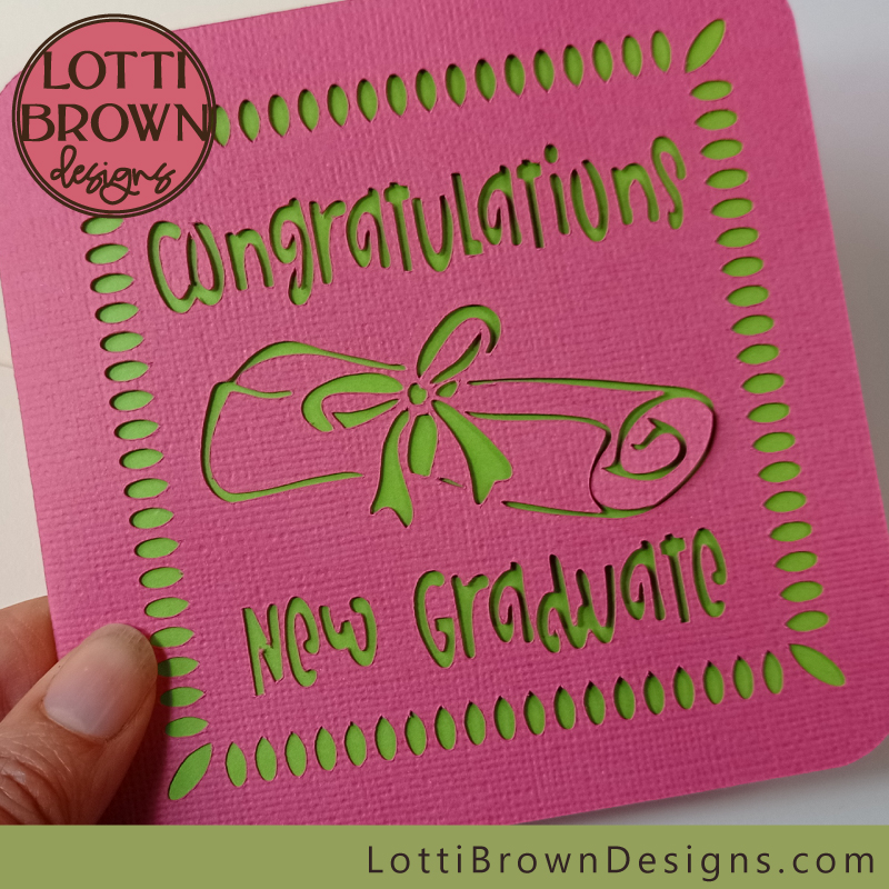 Colourful pink and green graduation card template