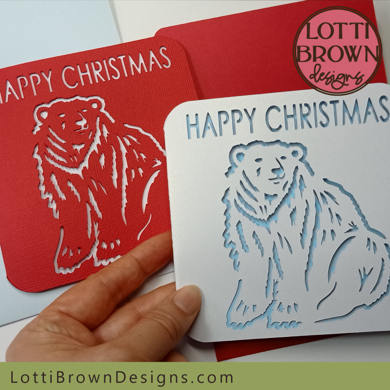 Polar bear Cricut Christmas card template