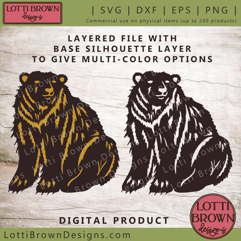 Bear layered SVG showing layer options