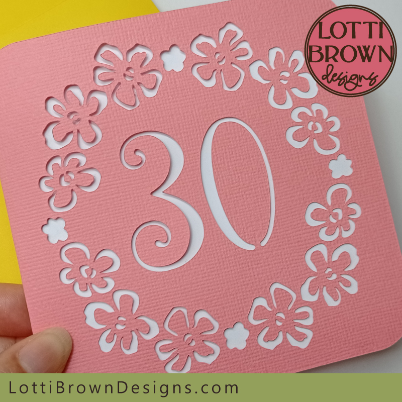 Floral 30th birthday card template