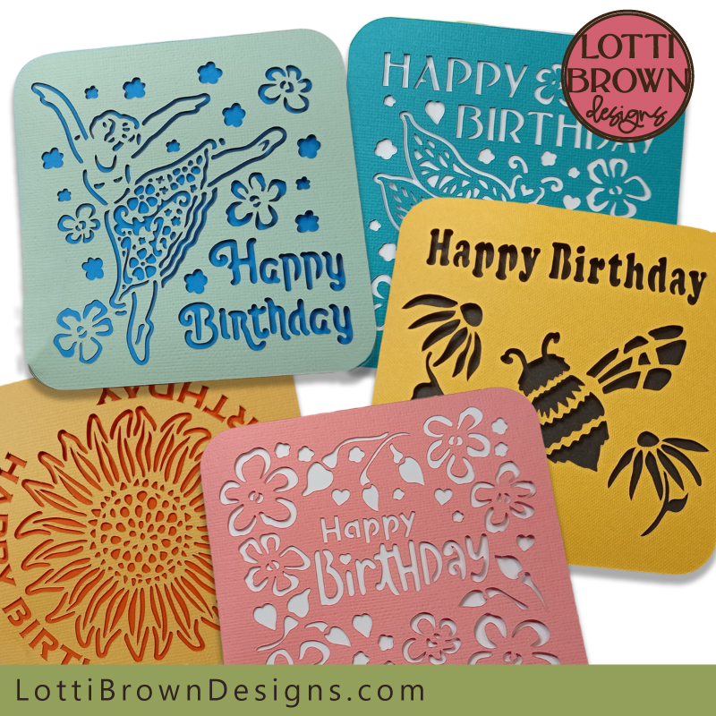 Pretty birthday card SVG bundle