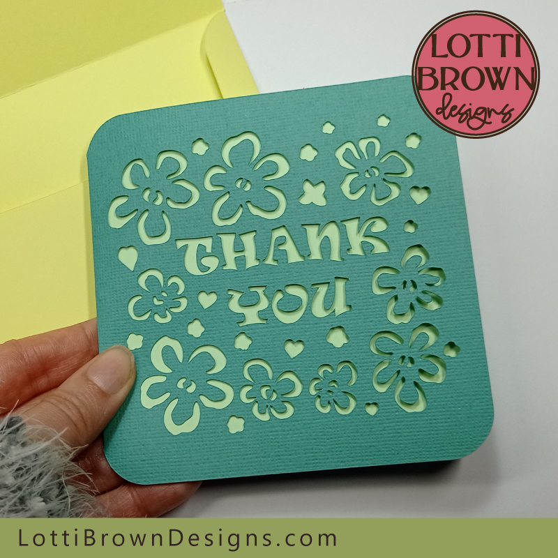 Pretty floral thank you card - yellow and green