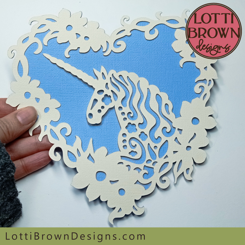 Pretty floral unicorn heart SVG papercut