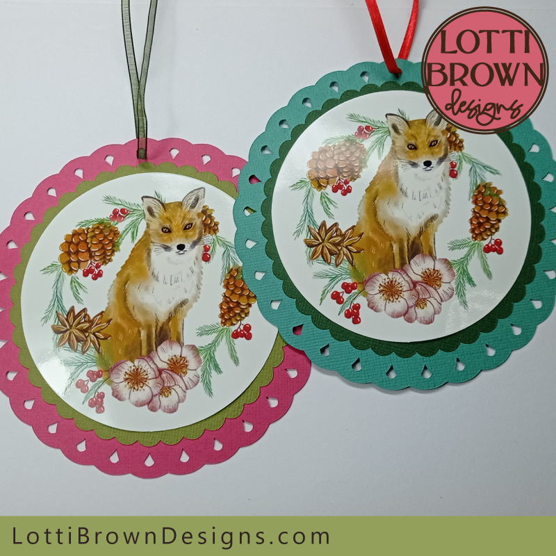 Fox Christmas decoration in two colour ideas
