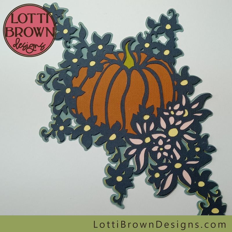 The finished pumpkin with flowers cut file project