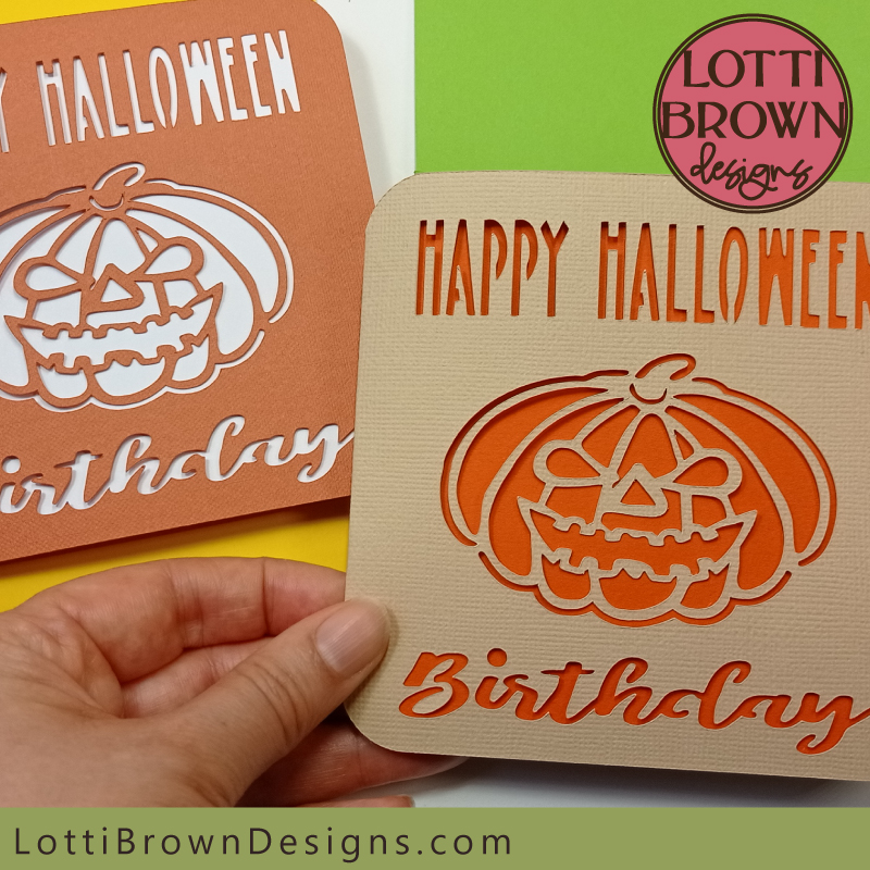 Halloween birthday card template for Cricut and other cutting machines - SVG, DXF, EPS & PNG file formats - celebrate a birthday on this special spooky day!