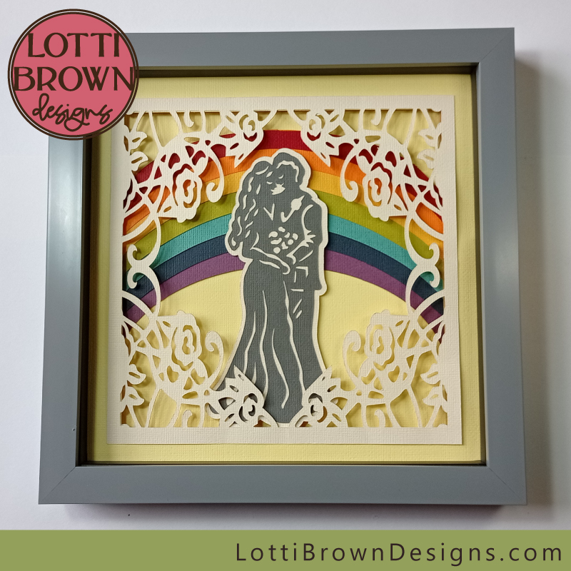 Rainbow wedding shadow box SVG template