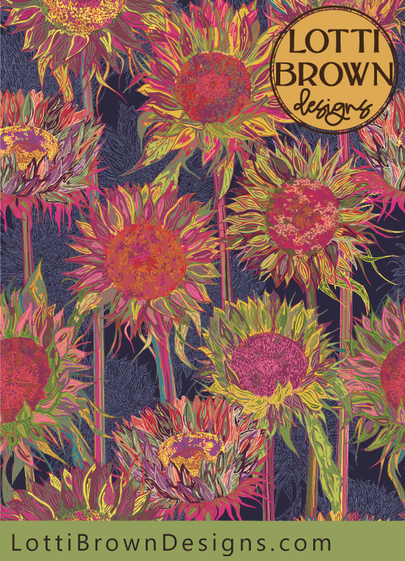 Rainbow of Sunflowers art by Lotti Brown