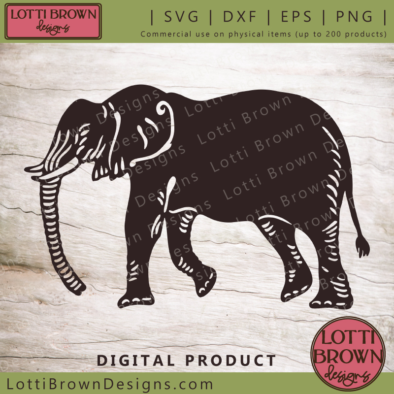 Realistic elephant SVG file