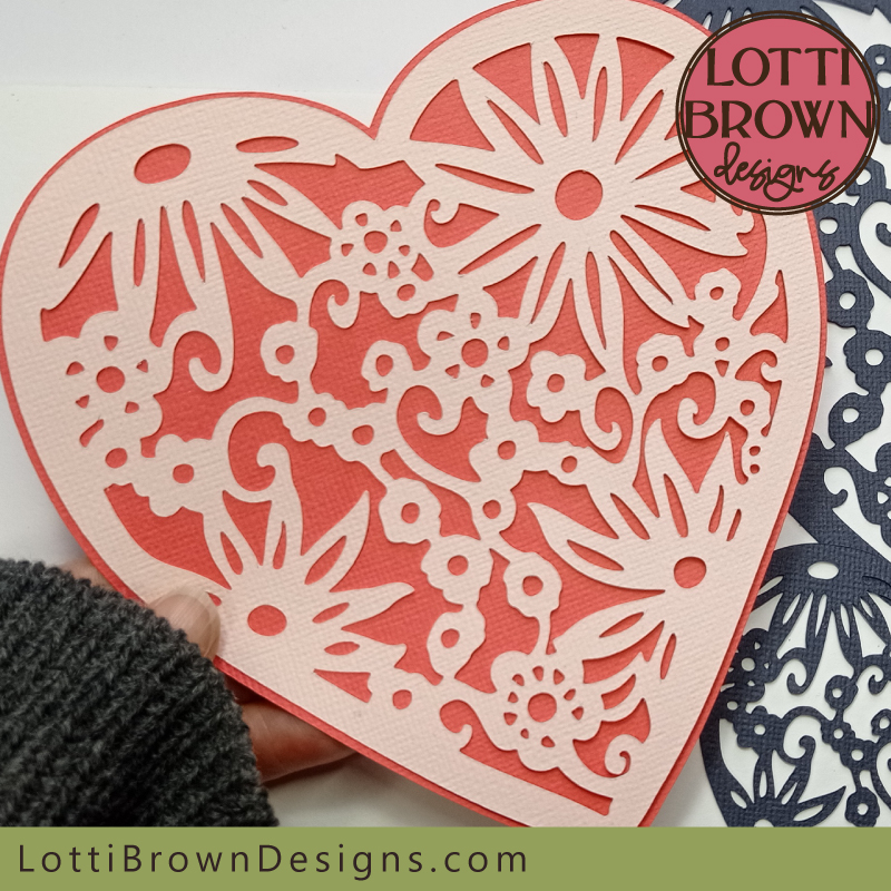 Ditsy floral heart cut file - 2 layers