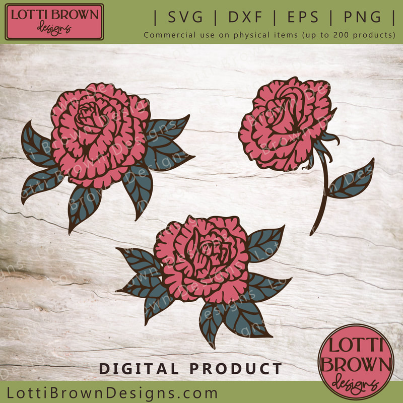 Hand-drawn rose SVG cut files bundle - beautiful roses for your Cricut crafting...