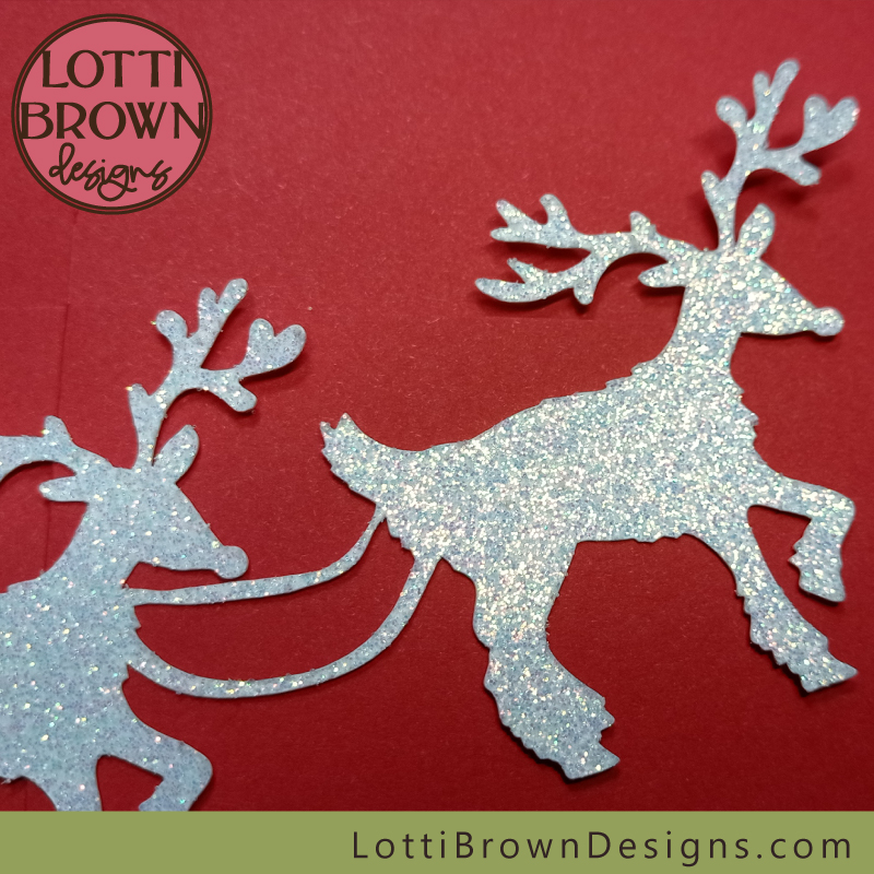 Reindeer in sleigh SVG close up