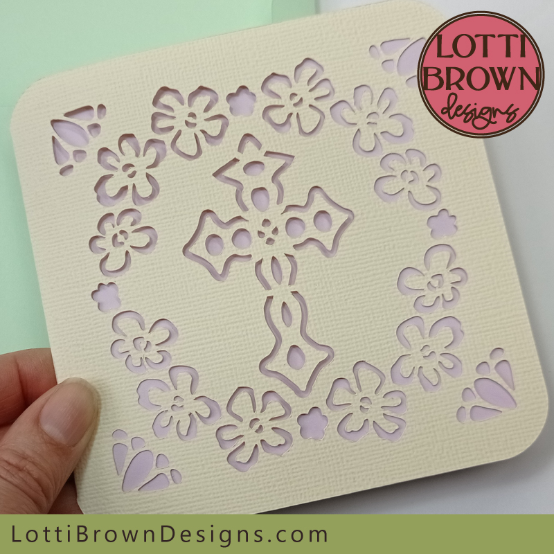 Floral Christian cross card template