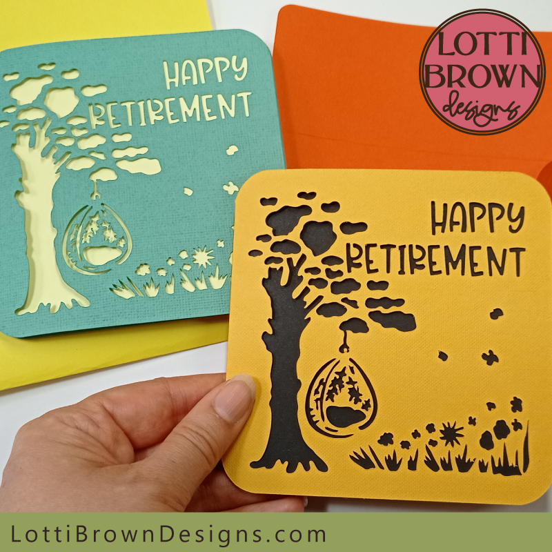 Retirement card template for Cricut and similar cutting machines