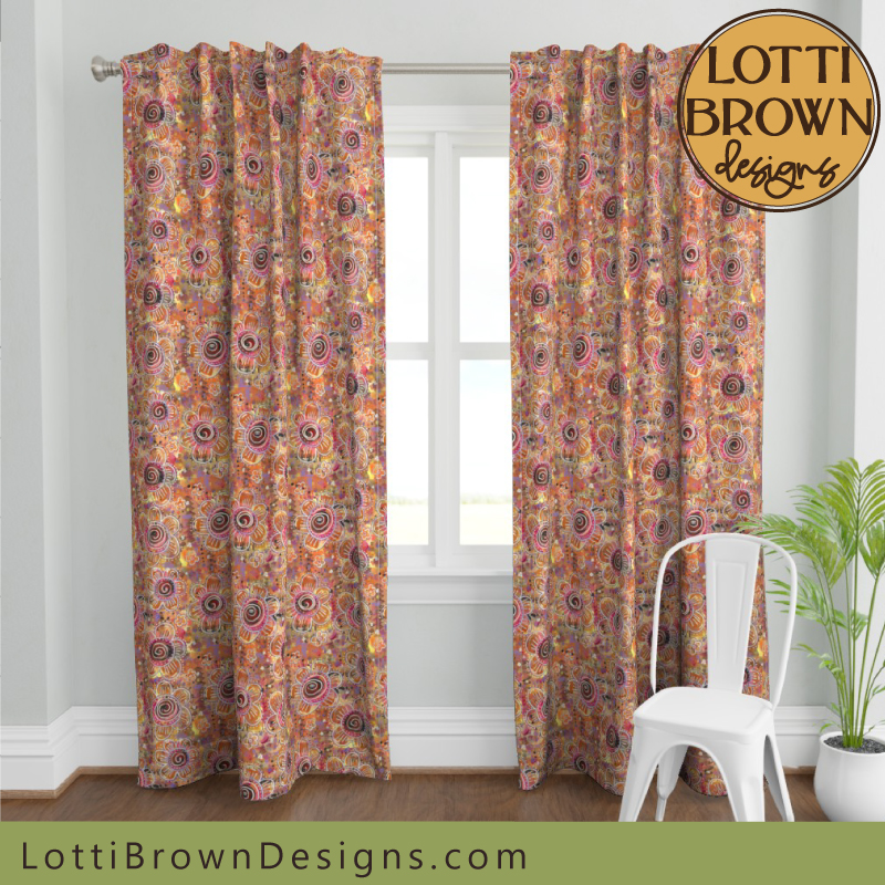 70s boho floral curtains