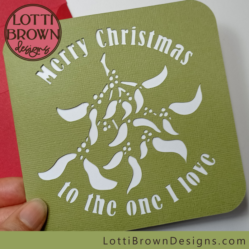 Mistletoe Christmas card template - romantic for husband, wife, boy/girlfriend