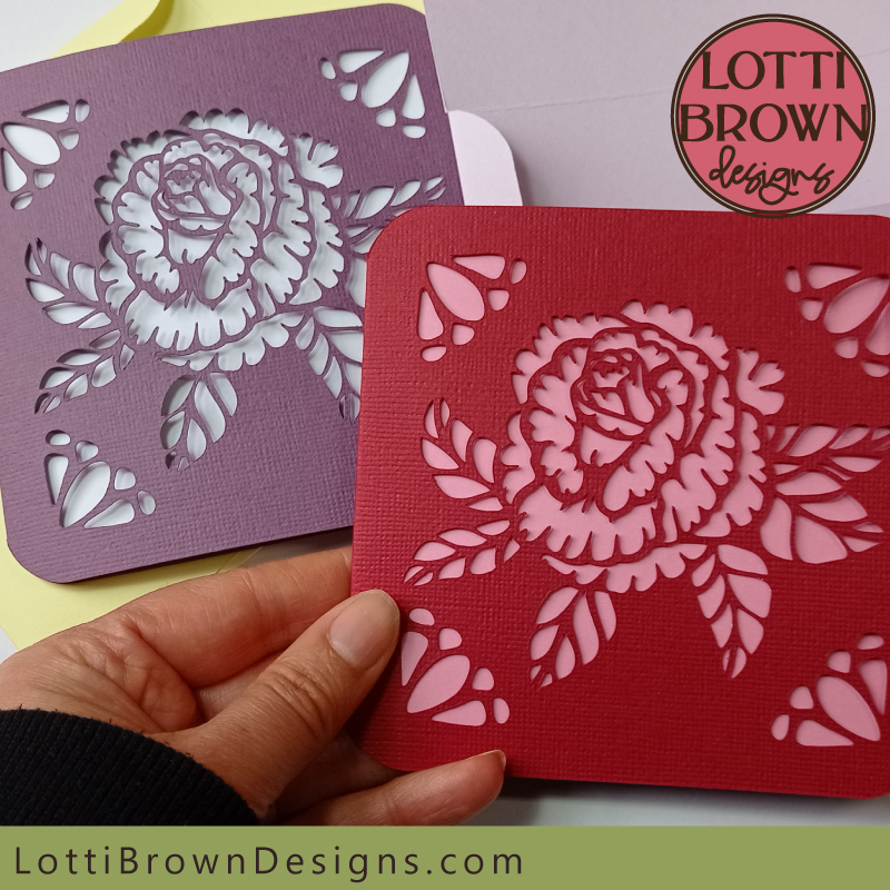 Rose card template for Cricut etc