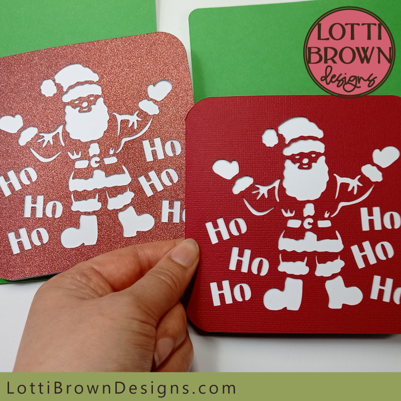 Santa Christmas card template for Cricut - glitter card and standard cardstock