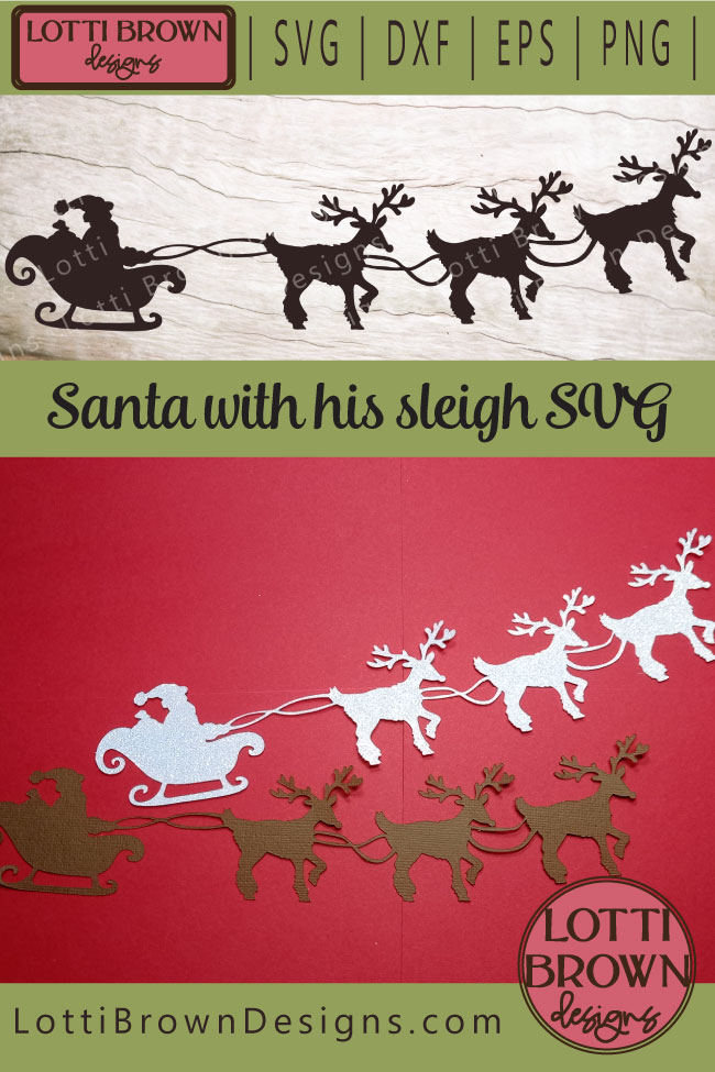 SVG cut file - Santa and sleigh with reindeer