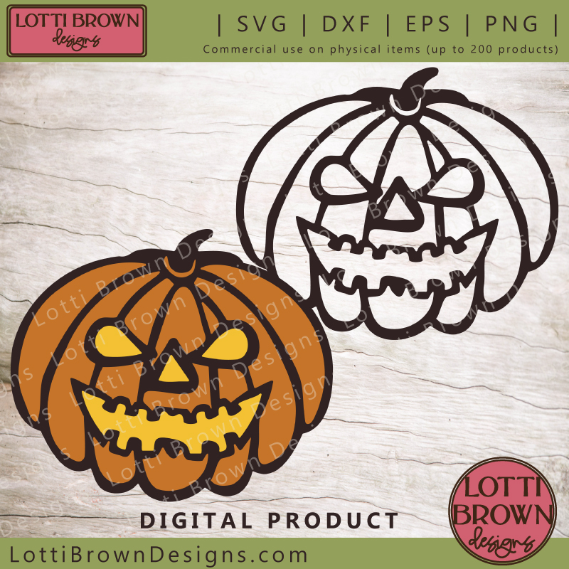 Scary pumpkin face SVG design - layered file